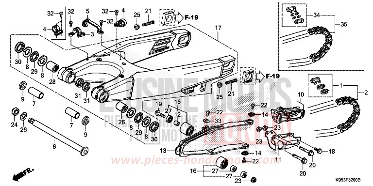 SWINGARM for CRF250R EXTREME RED (R292) from 2019