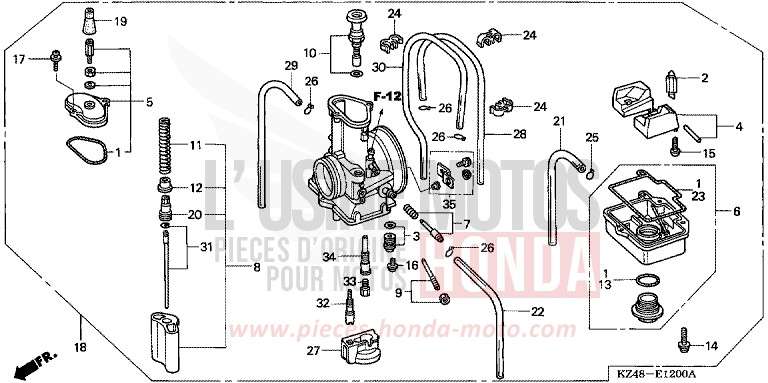CARBURETOR (CR125R2,3) for CR125R EXPLOSION RED (R254) from 2003