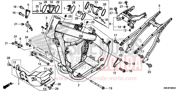FRAME BODY for CRF250R EXTREME RED (R292) from 2019