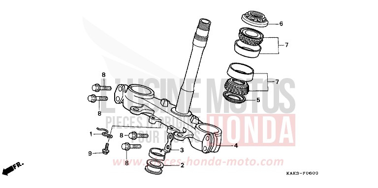 STEERING STEM for CRM125R PRIME GREEN (G124) from 1992