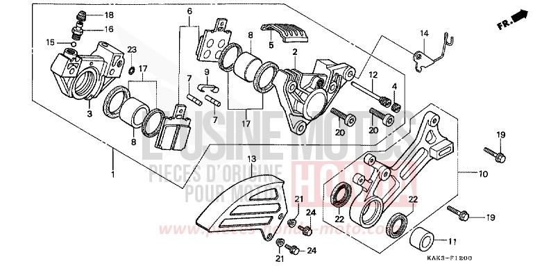 REAR BRAKE CALIPER for CRM125R BLACK (NH1) from 1993