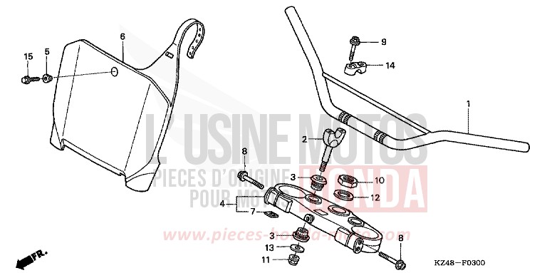 HANDLE PIPE/TOP BRIDGE (CR125R2,3) for CR125R EXPLOSION RED (R254) from 2003