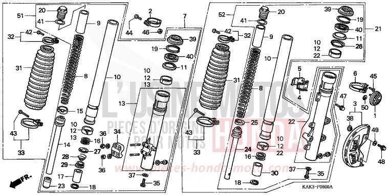FRONT FORK for CRM125R SHASTA WHITE (NH138) from 1993
