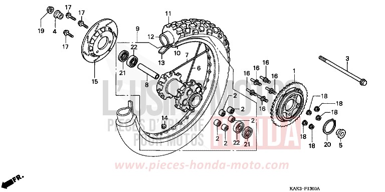 REAR WHEEL for CRM125R SHASTA WHITE (NH138) from 1993