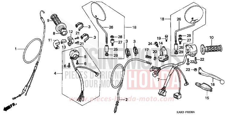 HANDLE LEVER/SWITCH/CABLE for CRM125R BLACK (NH1) from 1994
