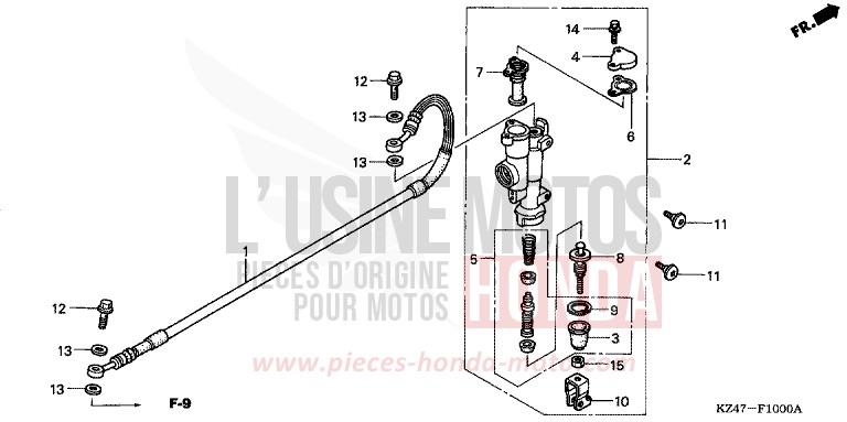 REAR BRAKE MASTER CYLINDER for CR125R EXPLOSION RED (R254) from 2003