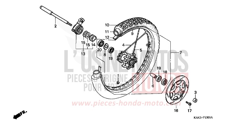 FRONT WHEEL for CRM125R SHASTA WHITE (NH138) from 1994