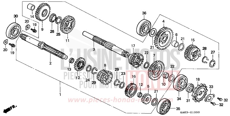 TRANSMISSION for CRM125R BLACK (NH1) from 1997