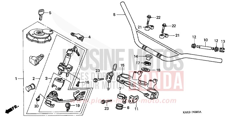 HANDLE PIPE/TOP BRIDGE for CRM125R BLACK (NH1) from 1997