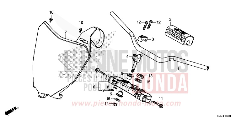 HANDLE PIPE/TOP BRIDGE (CRF250RK,L,M/CRF250RXK,L) for CRF250R EXTREME RED (R292) from 2020