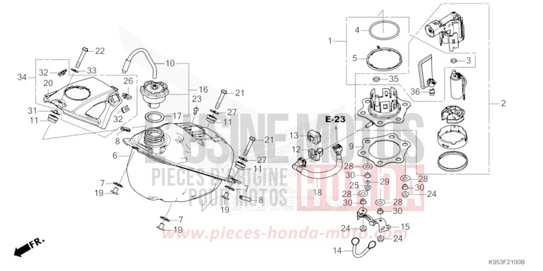 FUEL TANK (CRF250R) for CRF250R EXTREME RED (R292) from 2020