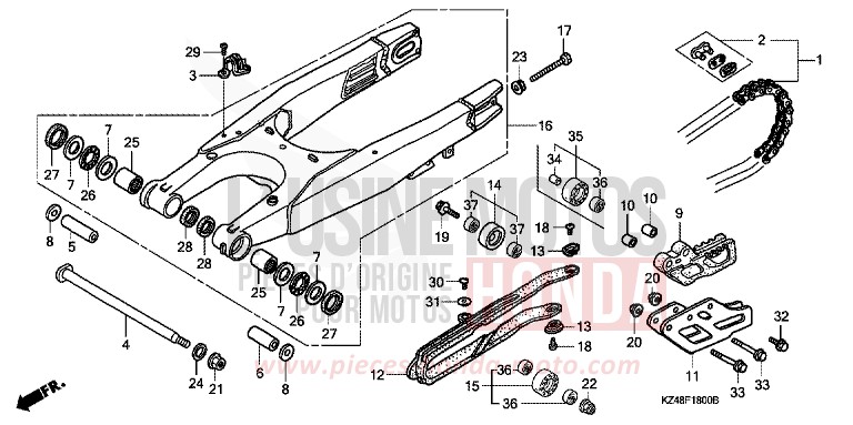 FORCELLONE per CR125R EXPLOSION RED (R254) del 2003