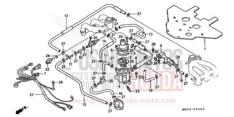 WATER PIPE/THERMOSTAT (GL1500AN/SEN) for Goldwing CANDY SPECTRA RED (R176) from 1992