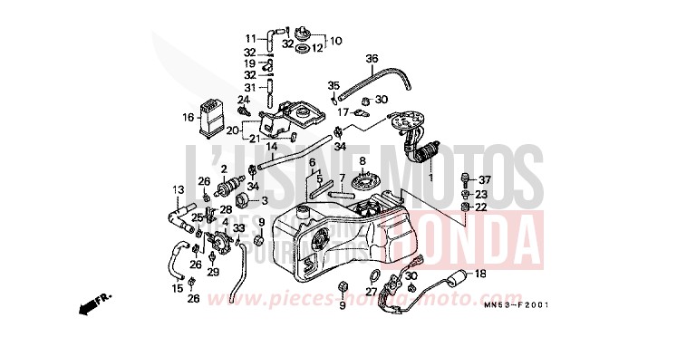 FUEL TANK/FUEL PUMP (GL1500AN/SEN) for Goldwing CANDY SPECTRA RED (R176) from 1992