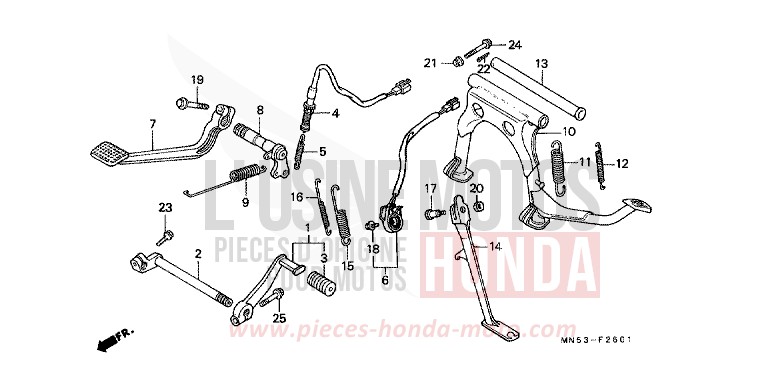 PEDAL/STAND (GL1500AN/SEN) for Goldwing CANDY SPECTRA RED (R176) from 1992