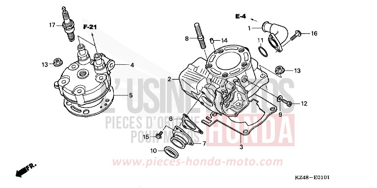 CYLINDER/CYLINDER HEAD (CR125R4) for CR125R EXTREME RED (R292) from 2004
