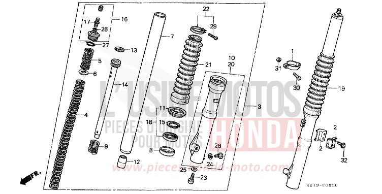 FRONT FORK (1) for MTX125R CORTINA WHITE (NH111) from 1983