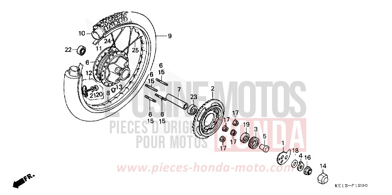 REAR WHEEL for MTX125R EXCEL BLACK (NH57) from 1983