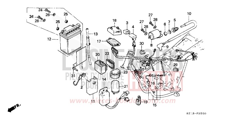 WIRE HARNESS/ IGNITION COIL/BATTERY for MTX125R FIGHTING RED (R134) from 1983