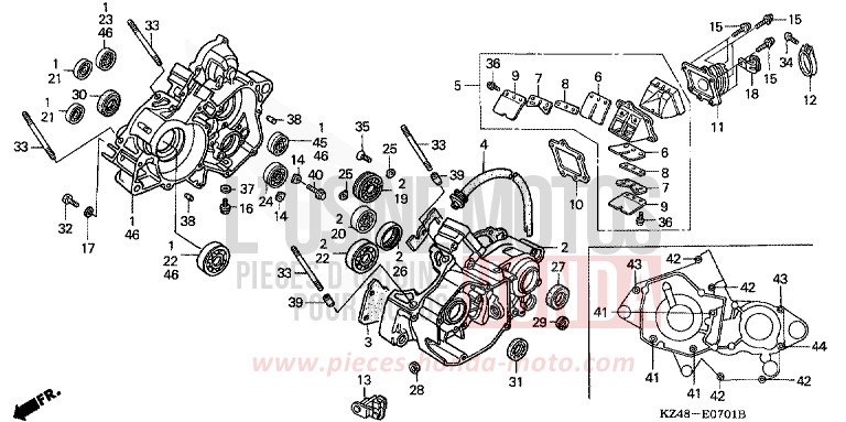 CRANKCASE (CR125R3,4) for CR125R EXTREME RED (R292) from 2004