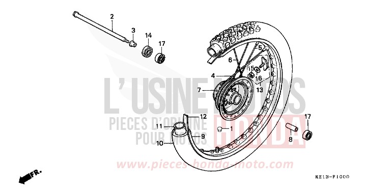 FRONT WHEEL (1) for MTX125R SHASTA WHITE (NH138) from 1983
