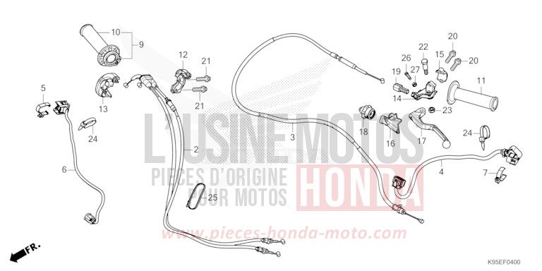 HANDLE LEVER/SWITCH/CABLE for CRF250R EXTREME RED (R292) from 2022