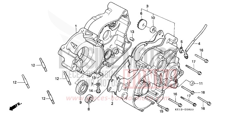 CRANKCASE for MTX125R EXCEL BLACK (NH57) from 1985