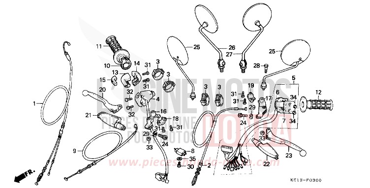 HANDLE LEVER/CABLE/SWITCH for MTX125R EXCEL BLACK (NH57) from 1985