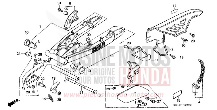 REAR FORK/CHAIN CASE (1) for MTX125R EXCEL BLACK (NH57) from 1985
