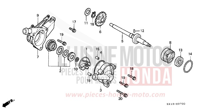 WATER PUMP for MTX125R FIGHTING RED (R134) from 1985