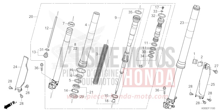 FRONT FORK for CRF250R EXTREME RED (R292) from 2022