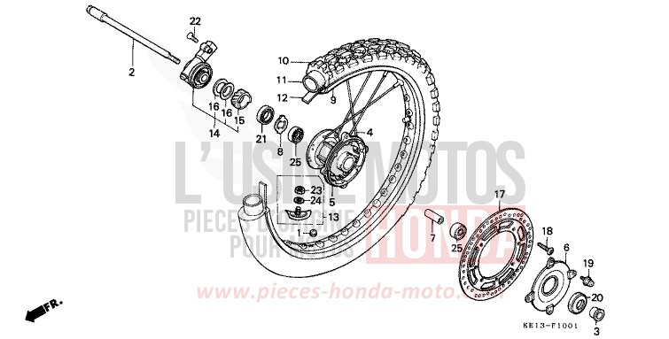 FRONT WHEEL (2) for MTX125R FIGHTING RED (R134) from 1985