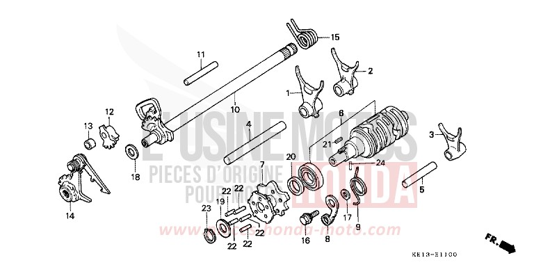 SHIFT DRUM/SHIFT FORK for MTX125R BLACK (NH1) from 1985
