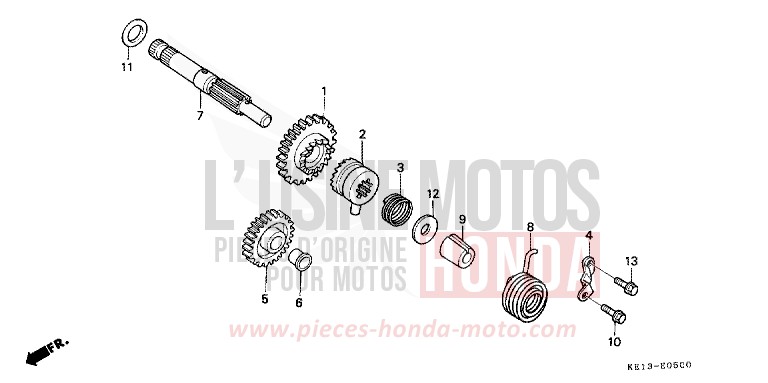 KICK STARTER SPINDLE for MTX125R ROSS WHITE (NH196) from 1985