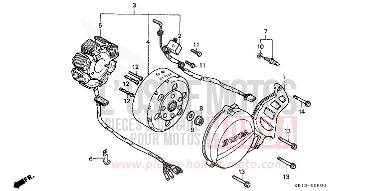 LEFT CRANKCASE COVER/ GENERATOR for MTX125R ROSS WHITE (NH196) from 1985