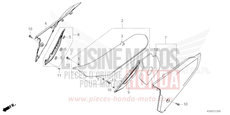 SEAT/SIDE COVER for CRF250R EXTREME RED (R292) from 2022