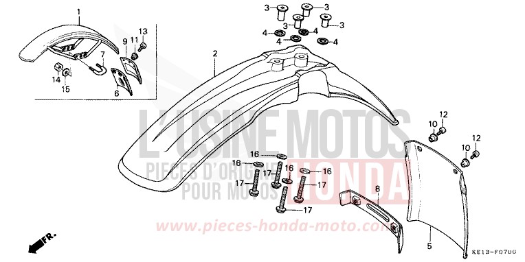 FRONT FENDER for MTX125R ROSS WHITE (NH196) from 1985