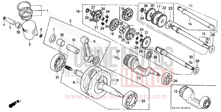 CRANKSHAFT/PISTON for MTX125R SHASTA WHITE (NH138) from 1985