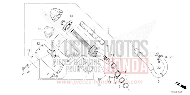 EXHAUST MUFFLER for CRF250R EXTREME RED (R292) from 2022