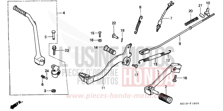 CHANGE PEDAL/BRAKE PEDAL/KICK STARTER ARM for MTX125R EXCEL BLACK (NH57) from 1987