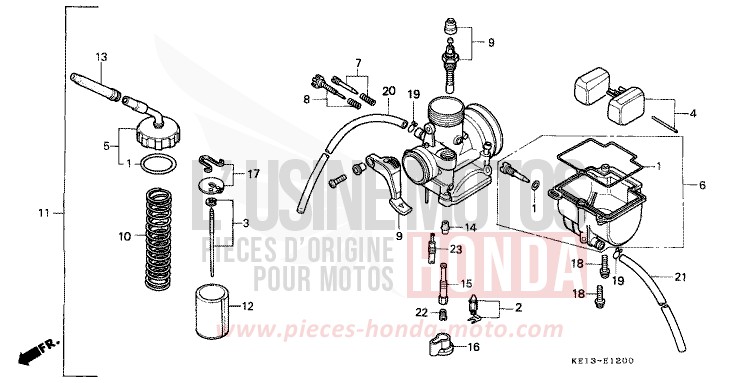 CARBURETOR for MTX125R FIGHTING RED (R134) from 1987
