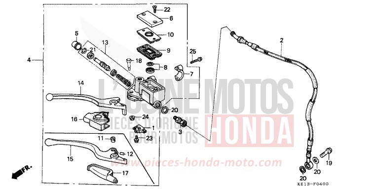 FRONT BRAKE MASTER CYLINDER for MTX125R FIGHTING RED (R134) from 1987