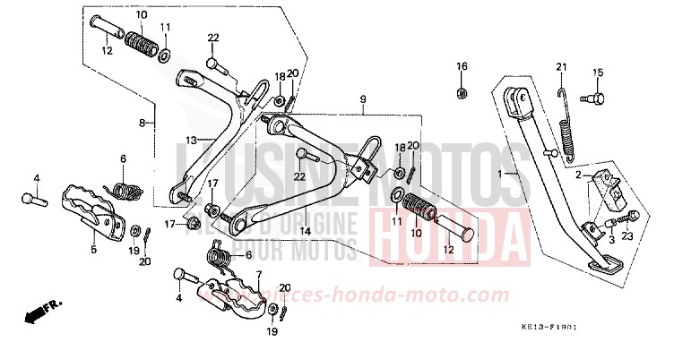 STEP/STAND (2) for MTX125R FIGHTING RED (R134) from 1987