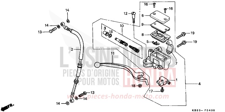 FR. BRAKE MASTER CYLINDER for NSR125R CLIPPER YELLOW (Y106E) from 1993