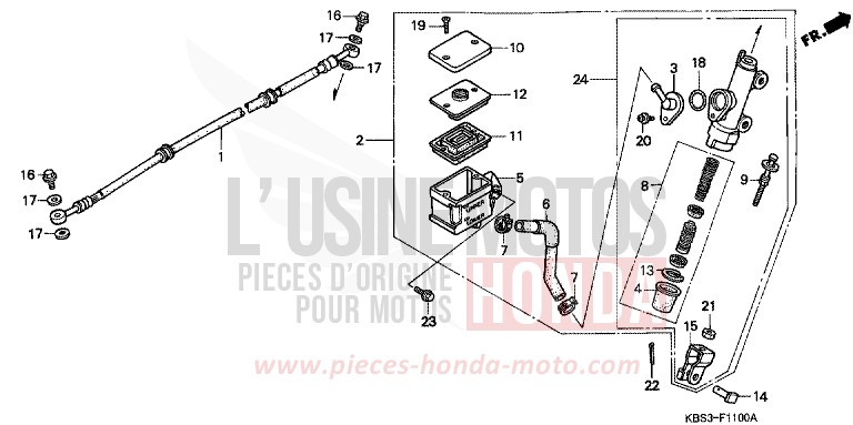 RR. BRAKE MASTER CYLINDER for NSR125R CLIPPER YELLOW (Y106E) from 1993