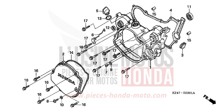 RIGHT CRANKCASE COVER (CR125R5-7) for CR125R EXTREME RED (R292) from 2005