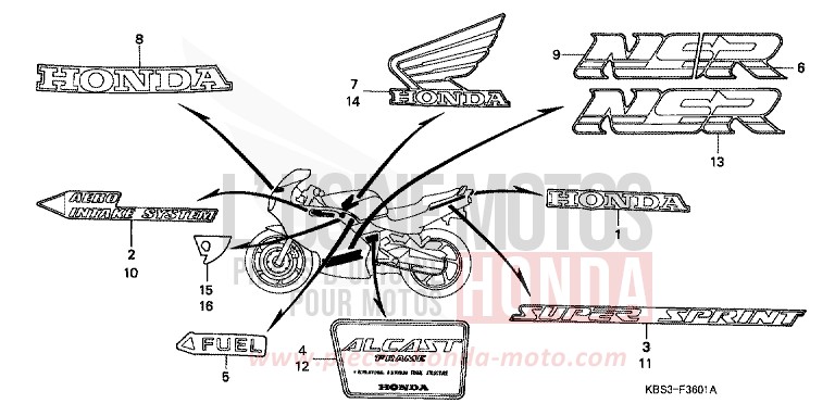 MARK (2) for NSR125R FIGHTING RED (R134E) from 1993