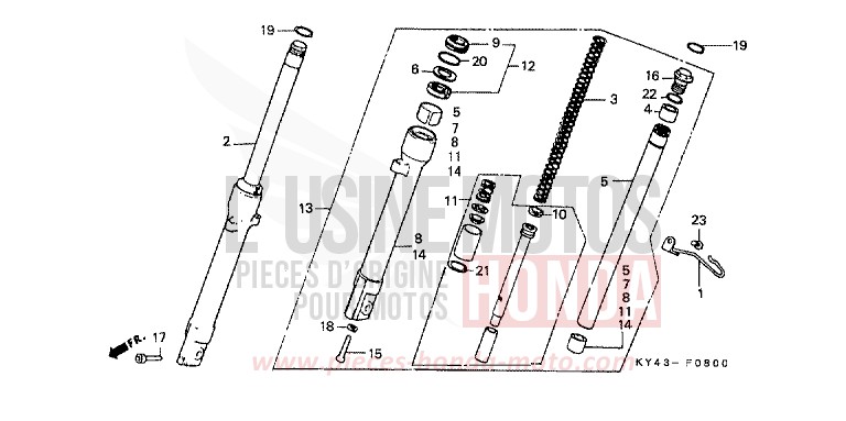 FRONT FORK for NSR125R NASHI (NASHI) from 1989