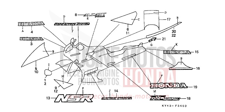 STRIPE/MARK (4) for NSR125R NASHI (NASHI) from 1989