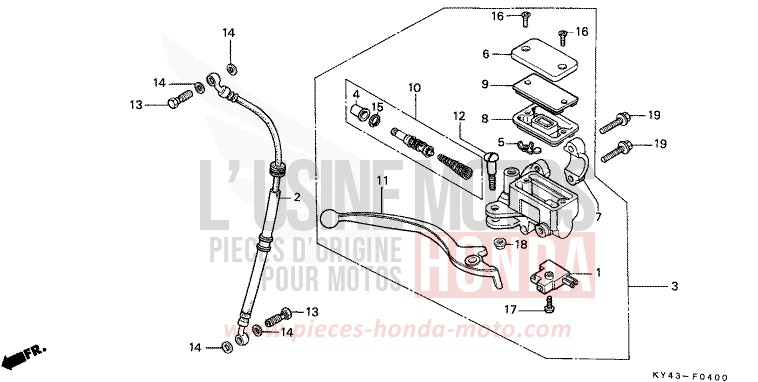 FRONT BRAKE MASTER CYLINDER for NSR125R REAL WHITE (NH250K) from 1989